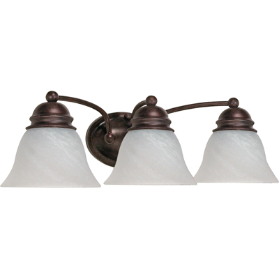 Nuvo Lighting 60/346  Empire - 3 Light - 21" - Vanity with Alabaster Glass Bell Shades in Old Bronze Finish